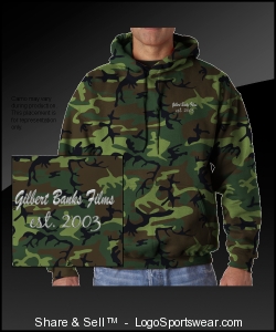 Adult GILBERT BANKS FILMS Embroidered Camouflage Hooded Sweatshirt Design Zoom